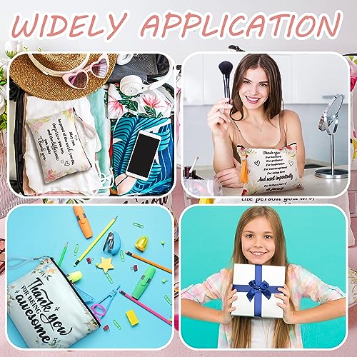 48 Pcs Cna Gifts Inspirational Cosmetic Bag Bulk with Zipper Keychain Cna Appreciation Gifts Bulk Motivational Makeup Bag for Graduation Nursing Assistant Women Teacher Staff Coworker(Delicate Style)