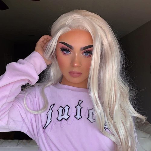 variouswig Platinum Blonde wavy lace front wig long natural platinum blonde heat resistant synthetic lace front wig for Woman cosplay 24inch
