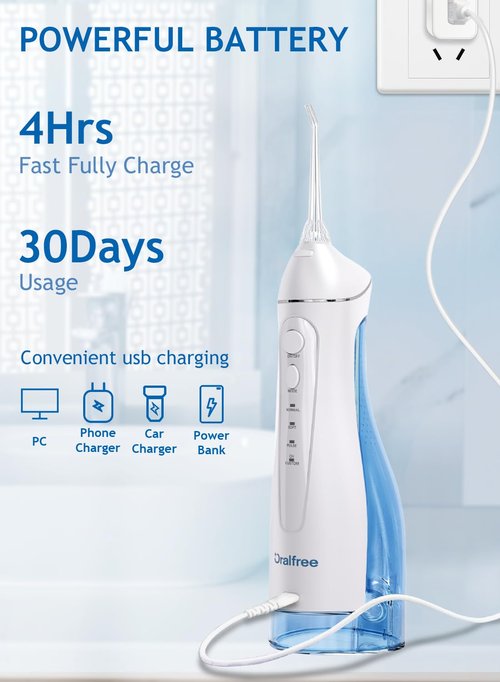 Water Dental Flosser Cordless for Teeth and 5 x Replacement Nozzles