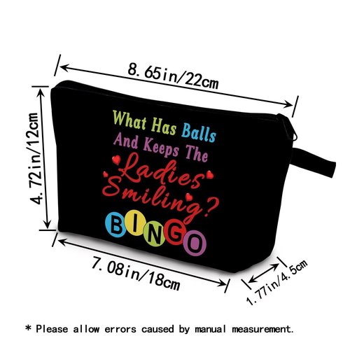 YULUENZE Colorful Bingo Makeup Bag Funny Bingo Slogan Print Toiletry Organizer Pouch with Zipper Colorful Bingo Small Cosmetic Bag Present for Bingo Lovers Women Friends