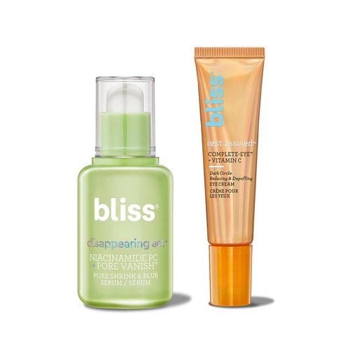 Bliss Niacinamide Disappearing Act Face Serum - Niacinamide PC Serum + Pore Vanish Complex +Bliss Rest Assured ™ Eye Cream with Vitamin C & Caffeine
