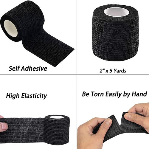 Arcimatto Tattoo Machine Tape, 12 Pcs Self-Adhesive Bandage 2" x 5 Yards Tattoo Grip Wrap Cover Breathable Cohesive Elastic Bandage Rolls for Tattoo Machine Tube Accessories, Sports Tape (12Pcs Mixed)