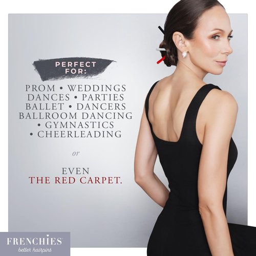 Frenchies French Twist Chinese Hair Sticks, Ultra Flocked Extra Soft Hair Chopsticks for Women, Girls, Teens, Buns, Dancers, Womens Wedding Accessories for Updo Hairstyles, Pack of 3, Red
