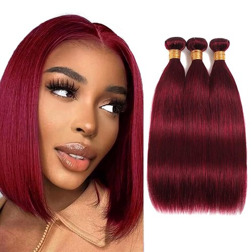 Burgundy Bundles Human Hair 99j Straight Bundle Dark Burgundy Straight Bundles 12 14 16 inch Red Human Hair Weave Bundle
