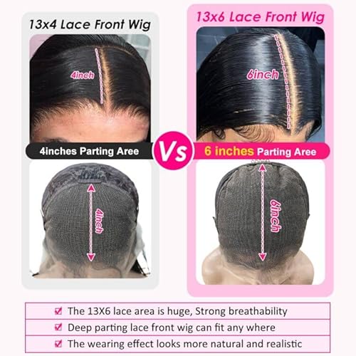 Pizazz 13x6 HD Transparent Lace Front Wigs Human hair Pre Plucked 180 Density Brazilian Body Wave Frontal Wigs Human Hair with Baby Hair Natural Hairline Natural Black Color 24Inch