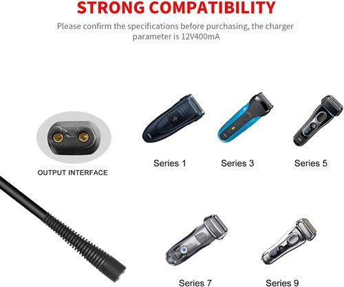 Proate Charger Cable for Braun Shaver Series 1 3 5 7 9 Charger for Braun Shaver Charger Hair Trimmer Electric Razor 3040s 340s 9385cc 370 720 760cc 790cc 720s-4 7865cc 9090cc 9330s 5018s 7020s