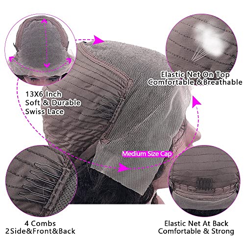 Transparent 13x6 HD Lace Front Wigs for Black Women Body Wave Ombre Highlight Brown with Honey Blonde Color 180% Density Pre Plucked Hailine and Bleached Knots (26Inch, 13x6 Lace Front Wig)