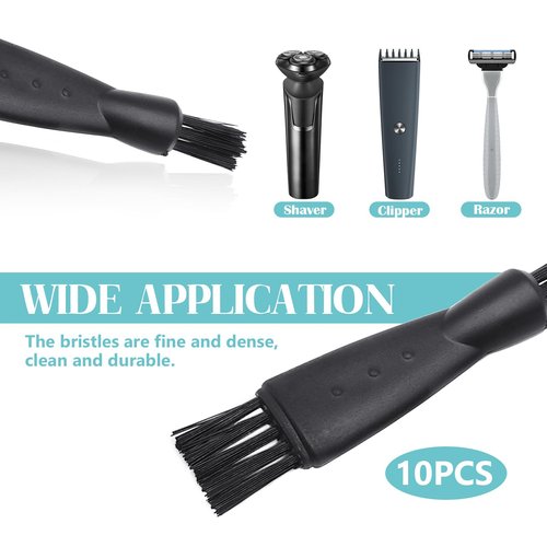 Quacc 10 PCS Mens Electric Shaver Cleaning Brush Black Double Sided Razor Brush for Cleaning Trimmer Hair Clipper Keyboard