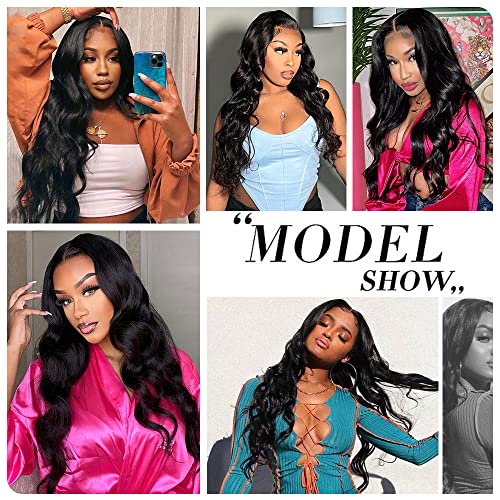 Body Wave Lace Front Wigs Human Hair 13x4 HD Transparent Lace Frontal Wigs for Black Women 180% Density Glueless Wigs Human Hair Pre Plucked with Baby Hair (24inch)