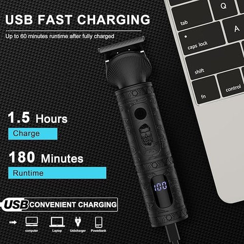Scttomon Beard Trimmer for Men Professional Mens Beard Grooming Kit T-Blade Trimmer Electric Shaver Razor Nose Body Trimmer Hair Cutting Kit Cordless 7 in 1 Black