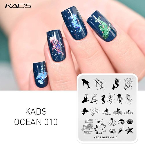 KADS 5Pcs Nail Stamp Plates Set Nails Art Stamping Plate Set Nail Plate Template Image Plate Ocean Series