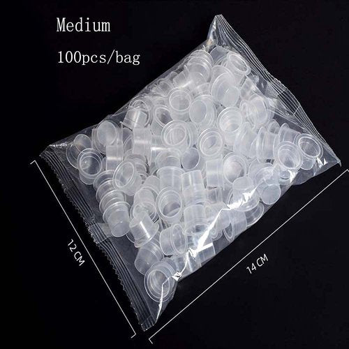 Tattoo Ink Caps - 100Pcs Medium Disposable Plastic Pigment Caps Cups for Tattoo Ink, Tattoo Supplies (Medium.13mm—100PCS)…