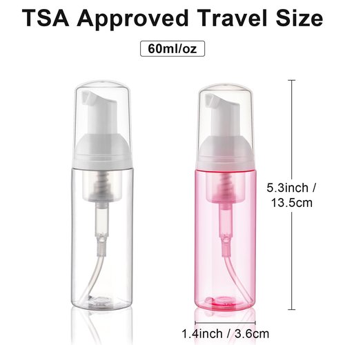Cosywell Foam Soap Dispenser 2oz 10 Pack TSA Approved Empty Travel Pump Dispenser for Hand Soap Foaming Lash Shampoo for Cleanser, Dispenser(10Clear)