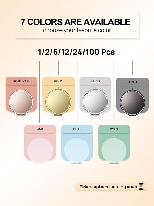 Getinbulk Compact Mirror Bulk, Pack of 12 Double-Sided 1X/2X Magnifying Metal Makeup Mirrors(Round, Rose Gold)