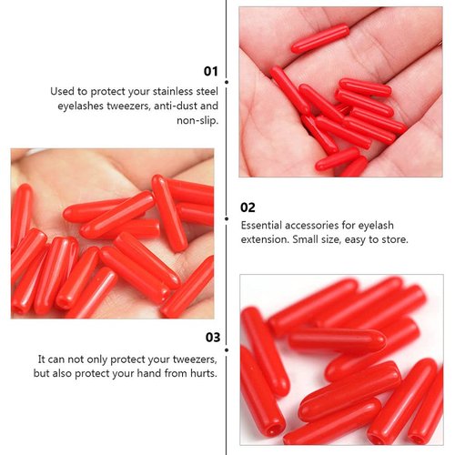 Lurrose Silicone Caps for Tweezers 100Pcs Protective Tip Guards Lash Extensions Cover Rubber Tweezer Tip Cap for Beauty Tools