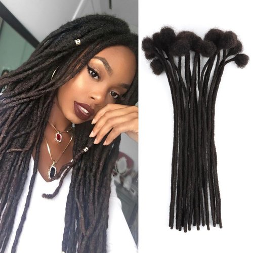 6 Inch Loc Extensions Human Hair Short Dreads Extensions Dreadlock Extensions for Men Women 0.6 cm 30 Strands Handmade Permanent Locs Extension Natural Black Locs Hair Extensions Can be Dyed Bleached