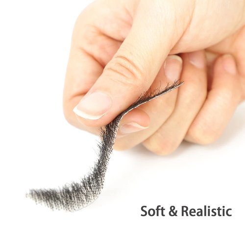 BEXIUKAKA False Mustaches Fake Beard Realistic 100% Human Hair Face Beard Realistic and Mustache Black for Men Realistic Makeup Lace Beards Invisible False Performance Cosplay(Black)