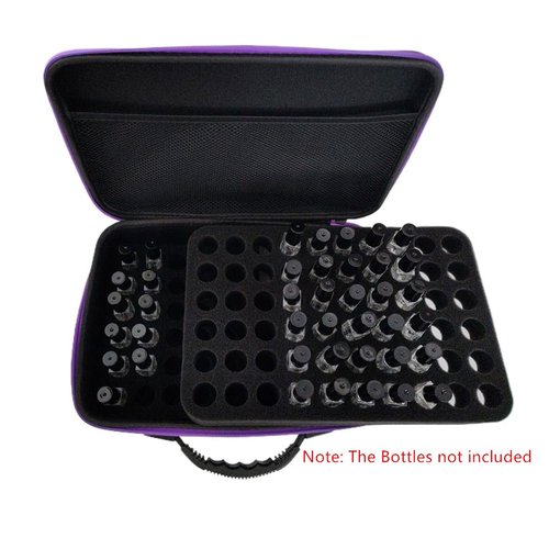 Hard Shell Essential Oil Storage Carrying Case with Foam Insert for 5ml 10ml 15ml Bottles, Portable Double-Layer 120 Bottle EVA Essential Oil Storage Holder Organizer Travel Bag for Yoga(Black,Purple)