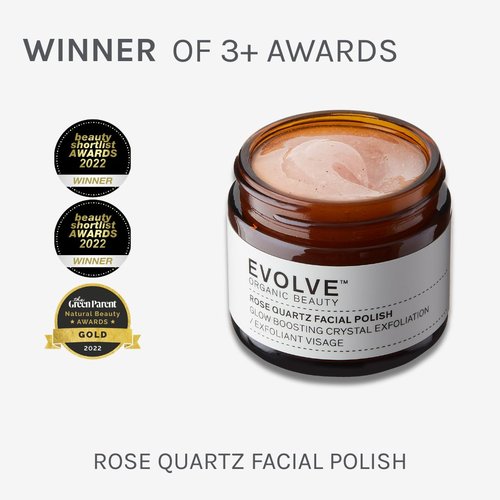 Evolve Organic Beauty - Natural Rose Quartz Facial Polish | Small-Batch, Vegan Clean Beauty (2 oz | 60 mL) Packaging May Vary
