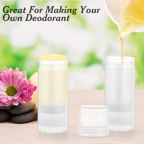 Mirrline 12 Pcs 60ml/2oz Empty Deodorant Containers Twist Up Plastic Deodorant Holder Tube for Lipstick Crayon Chapstick Sunscreen Bar - Translucent (Pack of 2)