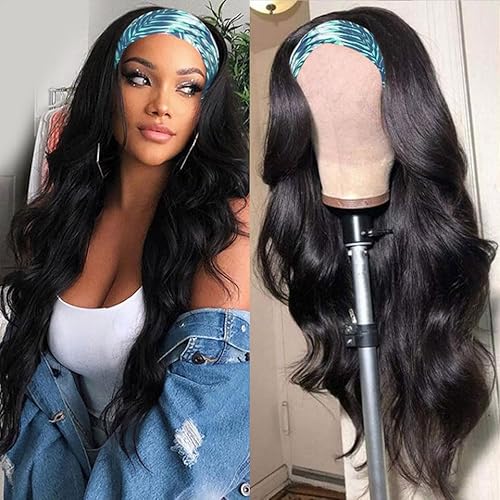 catti Headband Wig Human Hair Body Wave Headband Wigs For Black Women 30 Inch Non Lace Front Wigs Human Hair Unprocessed Brazilian Virgin Hair Headband Half Wigs For Beginners No Glue Wig