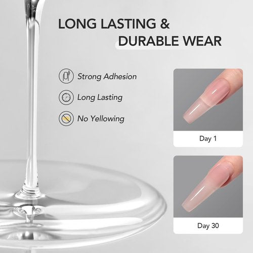 GAOY Gel Nail Glue, 16ml Nail Glue and Base Coat, Long Lasting for Acrylic Tips, UV Light Cure