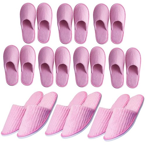 6/10/12 pairs Spa Slippers for Guests, Washable Reusable Disposable Slippers for Women Men, Jacquard Fleece Closed-Toe Design for Hotel, Bathroom, Bedroom, Wedding, Travel, SPA Bulk Slippers for Guest Use
