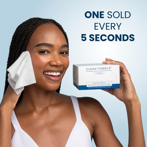 Clean Skin Club Clean Towels®, 100% USDA Biobased Face Towel, Disposable Face Towelette, Eczema Association Accepted, Makeup Remover Dry Wipes, Ultra Soft, 25 ct per pack, 4 Packs, 100 Ct Total