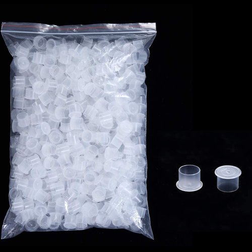 Tattoo Ink Caps Medium,1000pcs White Plastic Disposable Pigment Caps Microblading Makeup Tattoo Ink Cups Caps with Base Sizes 13 Medium for Tattoo Ink