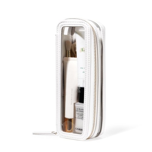 ROWNYEON Small Waterproof Toiletry Organizer Train Case, CLear Travel Makeup Bag for Women，Transparent Cosmetic Bag，Portable Makeup Case Organizer (White)