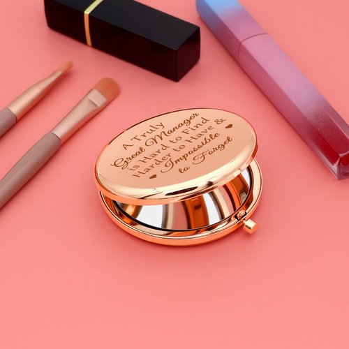 Gevody Best Manager Appreciation Gifts Compact Makeup Mirror Manager Leaving Gift Supervisor Gift for Women Leader Boss Coworker Friend Birthday Present Retirement Goodbye Going Away Personal Mirror