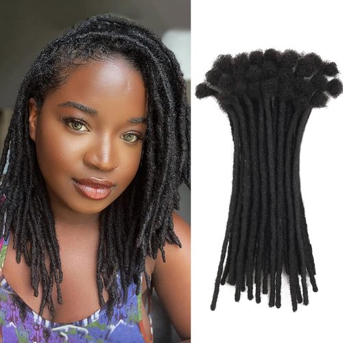 6 Inch 30 Strands Loc Extensions Human Hair 100% Handmade Permanent Dreadlock Extensions for Women Men Can Be Curled and Bleached Loc Extension with Needle(width 0.6cm natrual color)
