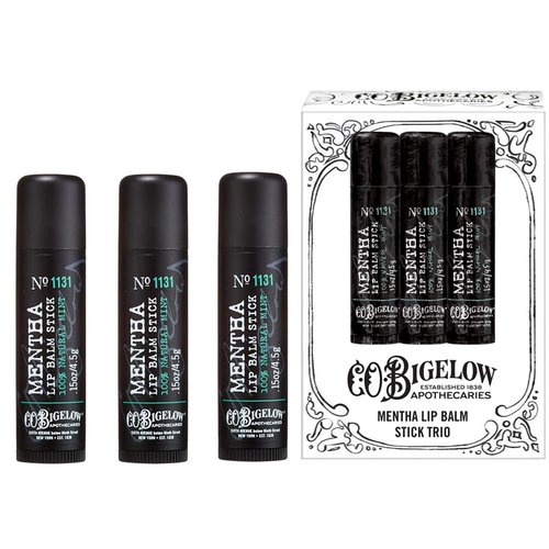 C.O. Bigelow Mentha Lip Balm Sticks, Pack of 3 Bulk Lip Balm Sticks with Shea Butter & Peppermint Oil, 0.15 oz
