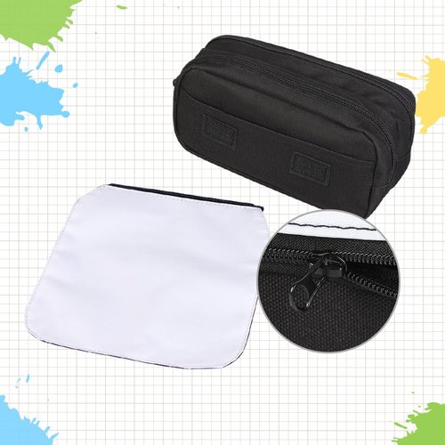 4 Pcs Blank Sublimation Pencil Case Cosmetic Bags Printable Multipurpose DIY Makeup Bags Toiletry Pouch with Removable Flap-Black