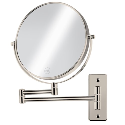 AumVum 8" Extendable Bathroom Mirror Wall Mount with 1X/10X Magnification, 360° Swivel Double Sided Vanity & Shaving Mirror, Nickel Finish (No Light)