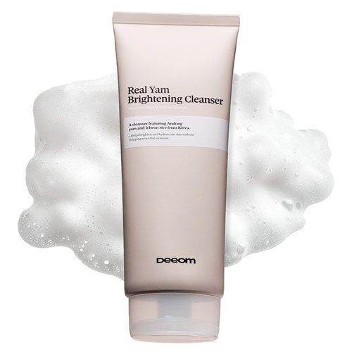 DEEOM Real Yam Brightening Cleanser, Gentle Foaming Face Wash for Sensitive Skin with Rice Water, Hydrating & Deep Pore Cleansing, Korean Skincare, 6.76 oz