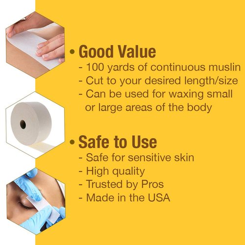 GiGi Epilating Muslin Roll – Wax Strips for Hair Removal, Natural Muslin Wax Roll for Face & Body, 3.25-inch x 100 yards