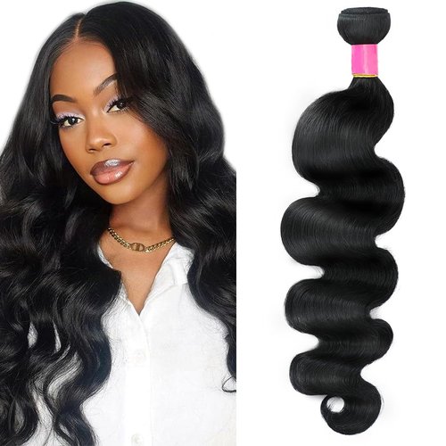 Body Wave Bundles Human Hair 16 Inch 12A Human Hair Bundles Real 100% Raw Unprocessed Brazilian Virgin Sew in Quick Weave Natural Black Deals Thick Hair Extensions
