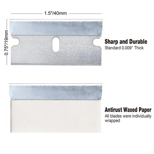 Great Andrew Single Edge Razor Blades, 300 Pack Straight Edge Razor Blade Safety Refills Blades Scraper for Box Cutting, Crafts, DIY, Heavy Duty & Industrial Use