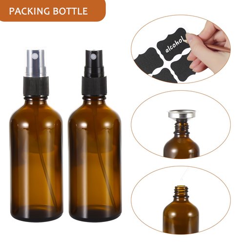 ALIFEIA 3.4 oz Amber Glass Spray Bottles,Empty Fine Mist Refillable Travel Spray Bottle for Cleaning,Perfume,Aromatherapy,Cosmetic Sprays,Hair,Essential Oils with Fine Mist Dispenser（6 Pack）