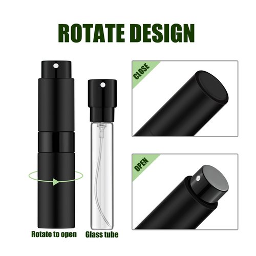 KOIBITO 7PCS/8ML Portable Refillable Mini Perfume Atomizer Bottles, Empty Cologne Spray Bottle, Pocket Travel Perfume Bottles Include Refill Tools(Matte Black)