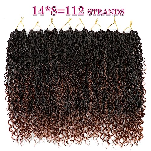 8 Packs Goddess Faux Locs Crochet Hair for Black Women, Long Goddess Locs Crochet Hair, Boho Style Locs, River Hair with Curly Ends (22Inch, T30#, 8Packs)