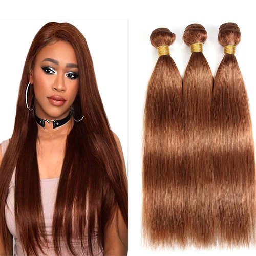 Hydtxc Human Hair Bundles 12 14 16 Inch Dark Brown Color 30 Straight Bundles Human Hair 12A Raw Unprocessed Brazilian Virgin Quick Weave Hair for Black Women