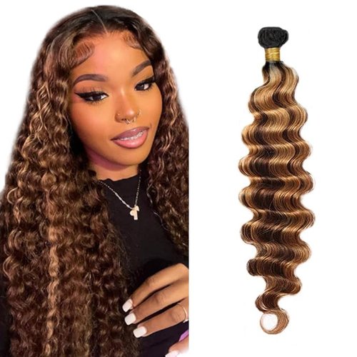 P430 Bundles Highlight Human Hair Bundles Ombre Brown Deep Wave Bundle 20 inch #4 Deep Wave Bundle 100g