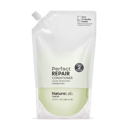 NatureLab.TOKYO Perfect Repair Conditioner - Lightweight Conditioner for Damaged, Color-Treated Hair - Penetrates Roots and Revitalizes & Restores Strands - Japanese Hair Care - Refill Pouch, 22.9oz