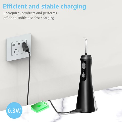 Cordless Water Flosser Charger Cable Replacement for Waterpik Water Flosser WP360 WP360W WP360C WP400 WP440 WP440C WP462 WP462W WP450 WP468 WF13 WP100 Series 3V USB Portable Charging Cable 5FT Black 1