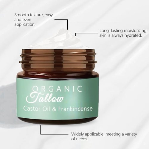 zdiwond Organic Whipped Tallow Cream Balm with Castor Oil & Frankincense Oil, 2 Pack Grass Fed Whipped Obviously Beef Tallow Cream for Natural Skincare & Moisturizing, Moisturizer for Skin/Face (2)