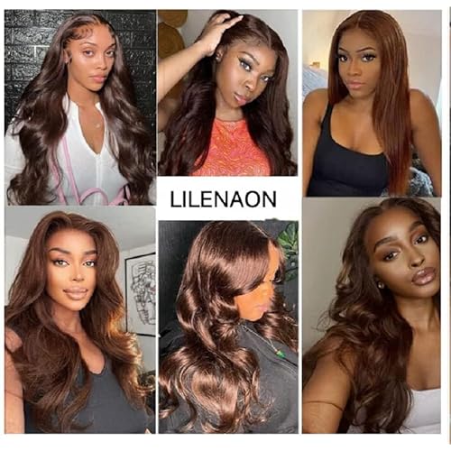 13X6 Chocolate Brown Body Wave Lace Front Wigs Human Hair Wig 200% Density HD Transparent Lace Frontal Wigs Human Hair Pre Plucked With Baby Hair