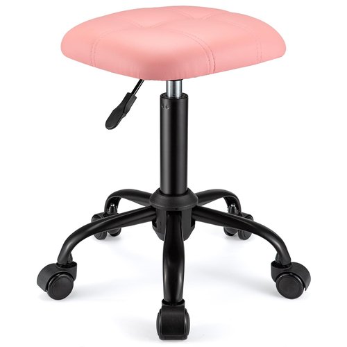 FNZIR Square Rolling Stool with Wheels Height Adjustable Swivel Stools Office Chair