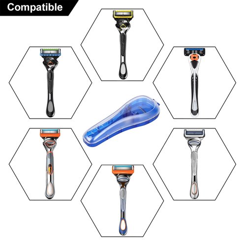 LinMei 2PCS Razor Case Compatible with Gillette Fusion Proglide Fusion Manual Razor Travel Protector Case (Blue+Grey)